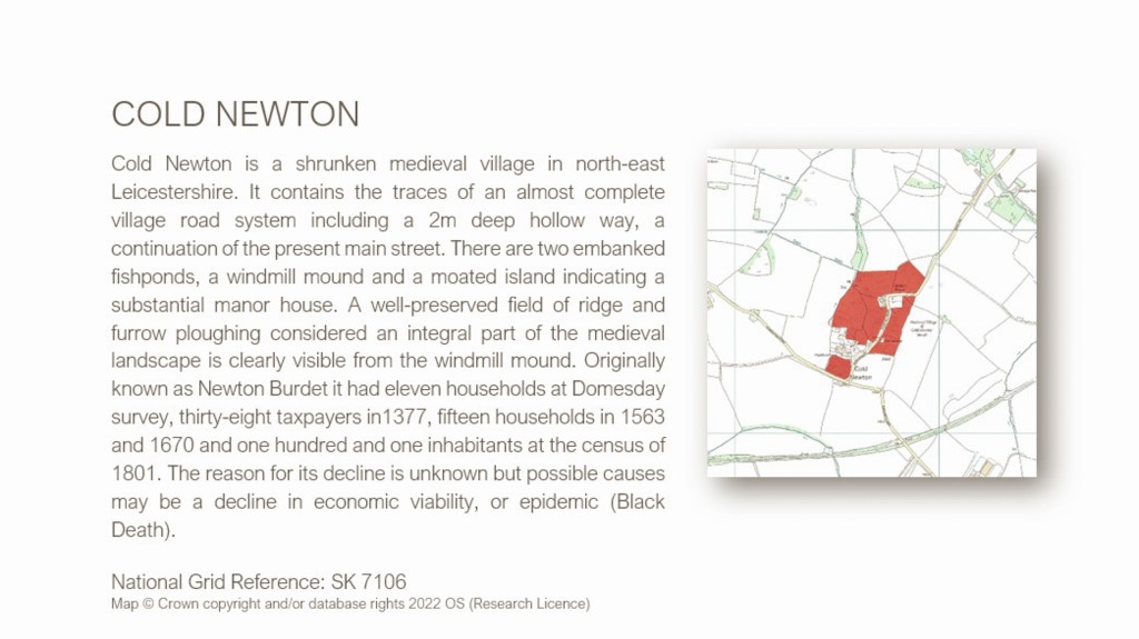 Historical photographic study of abandoned medieval villages sites in Leicestershire